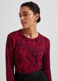 Harlow Cotton Blend Jumper, Cerise Black, hi-res