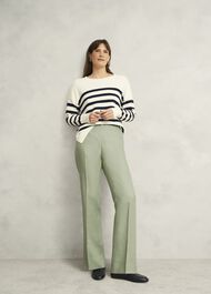 Marietta Linen Straight Trousers, Sage Green, hi-res