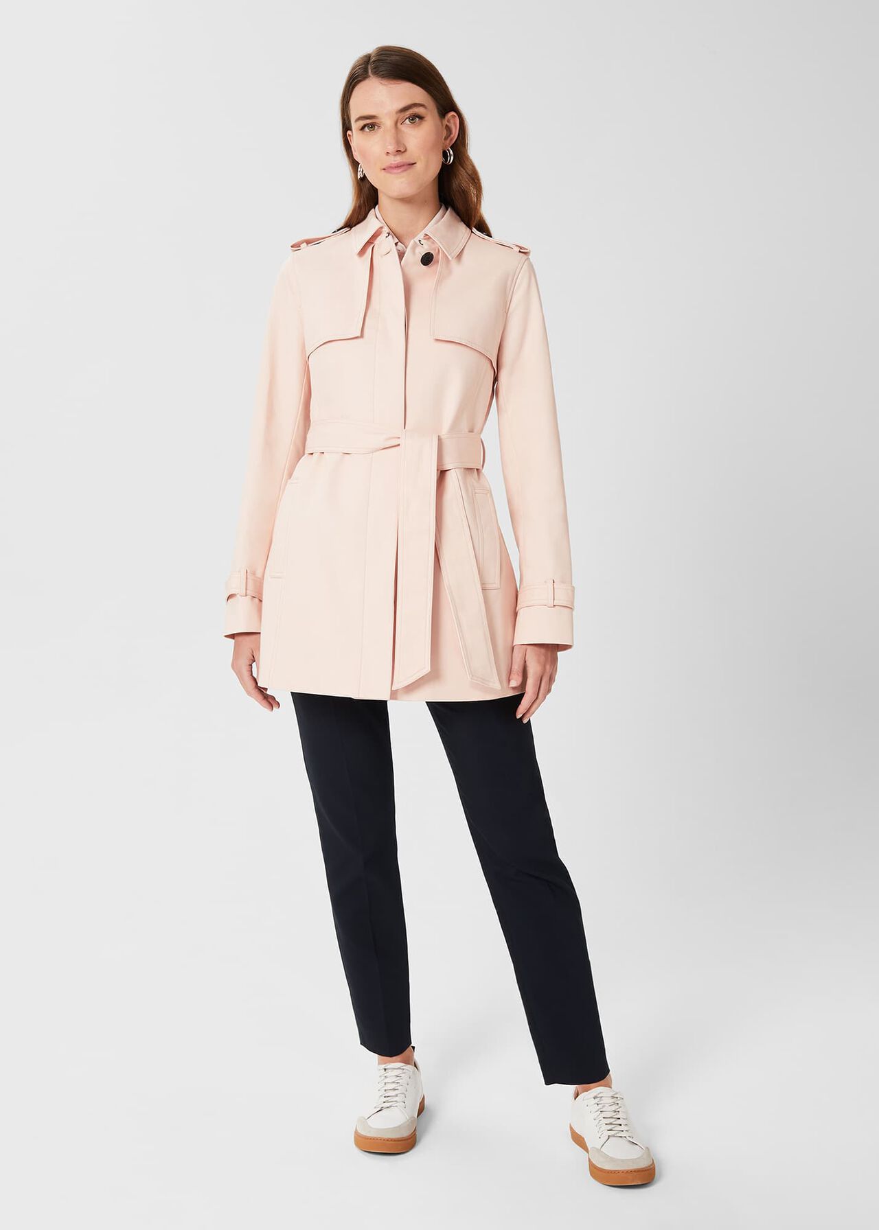 Raegan Water Resistant Trench Coat, Pale Pink, hi-res