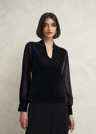 Aimee Velvet Top, Black, hi-res