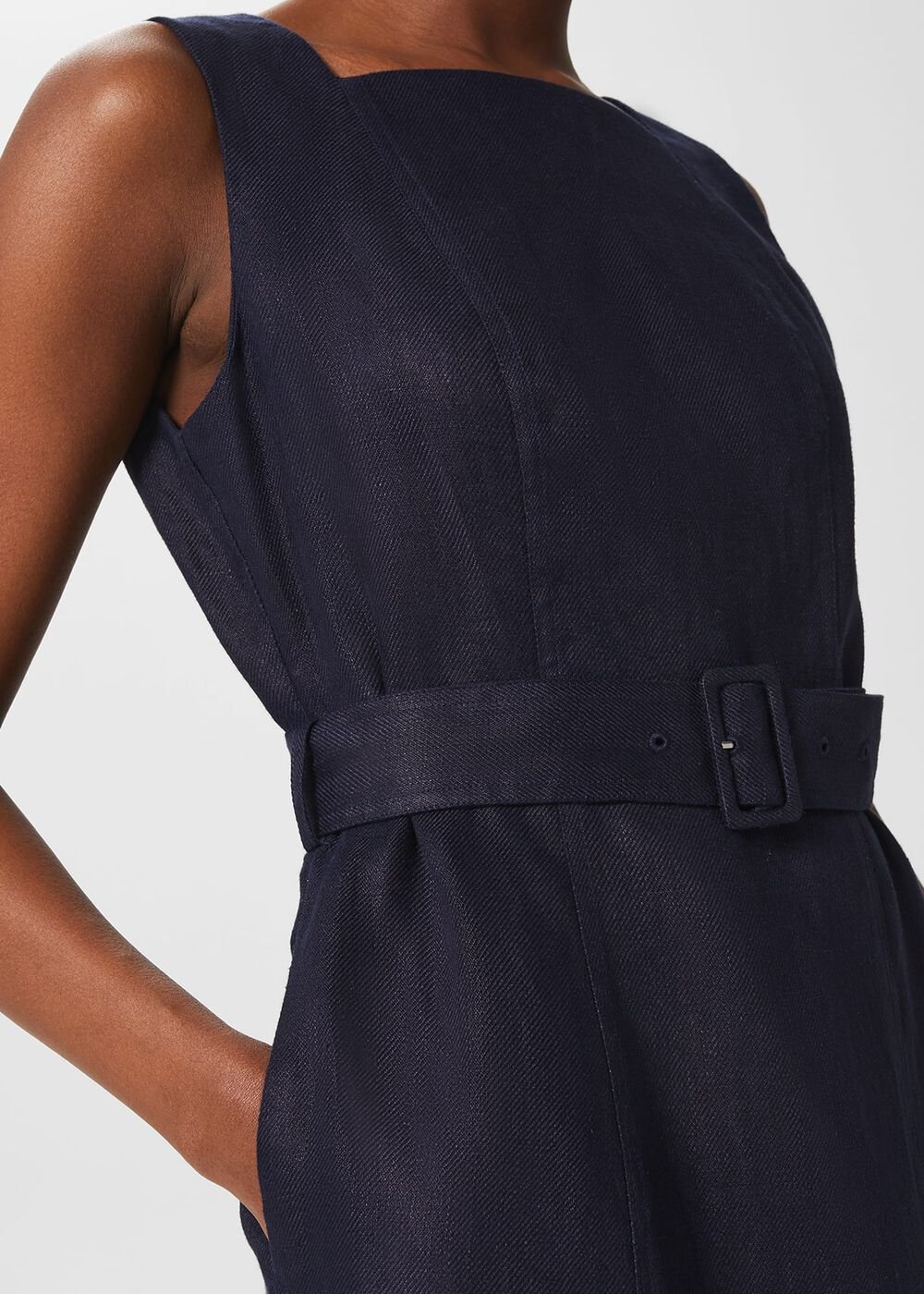 Roberta Linen Dress, Navy, hi-res