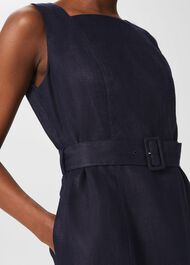 Roberta Linen Dress, Navy, hi-res