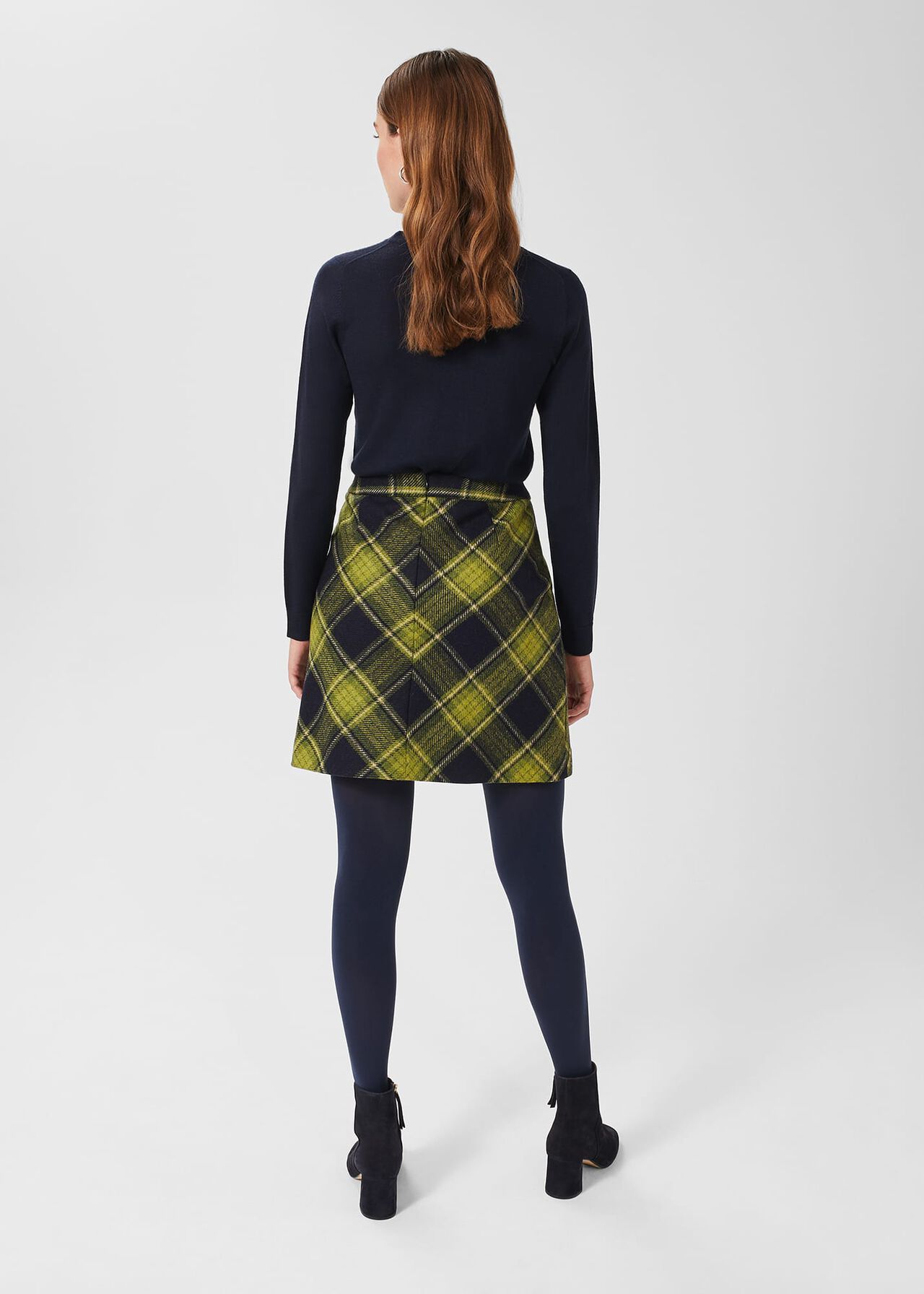 Arianne Wool Skirt, Green Navy, hi-res