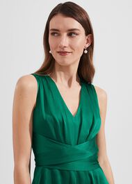 Viola Satin Fit And Flare Dress, Meadow Green, hi-res