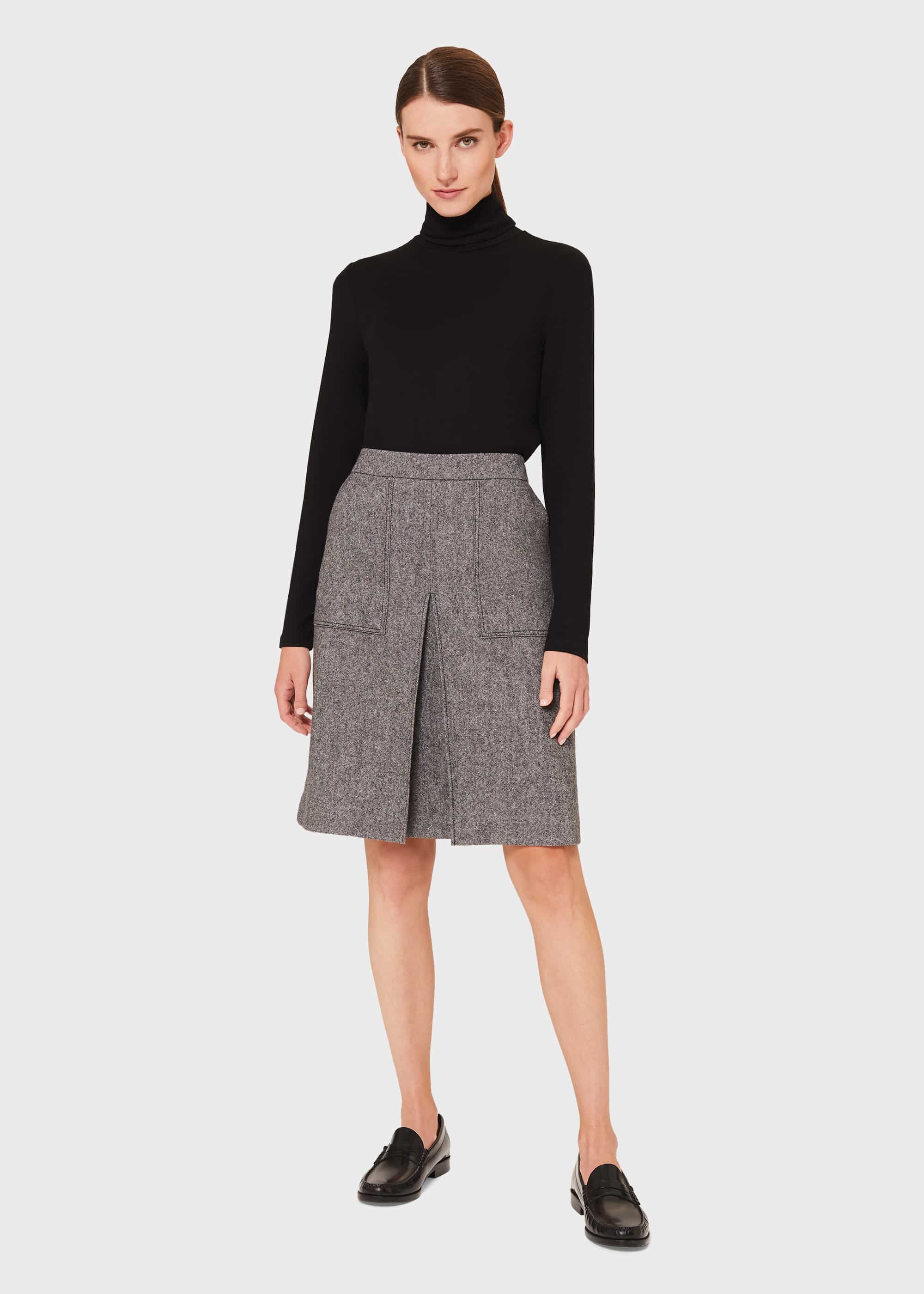 A-line Grey Women Woolen Skirt, Size: Large