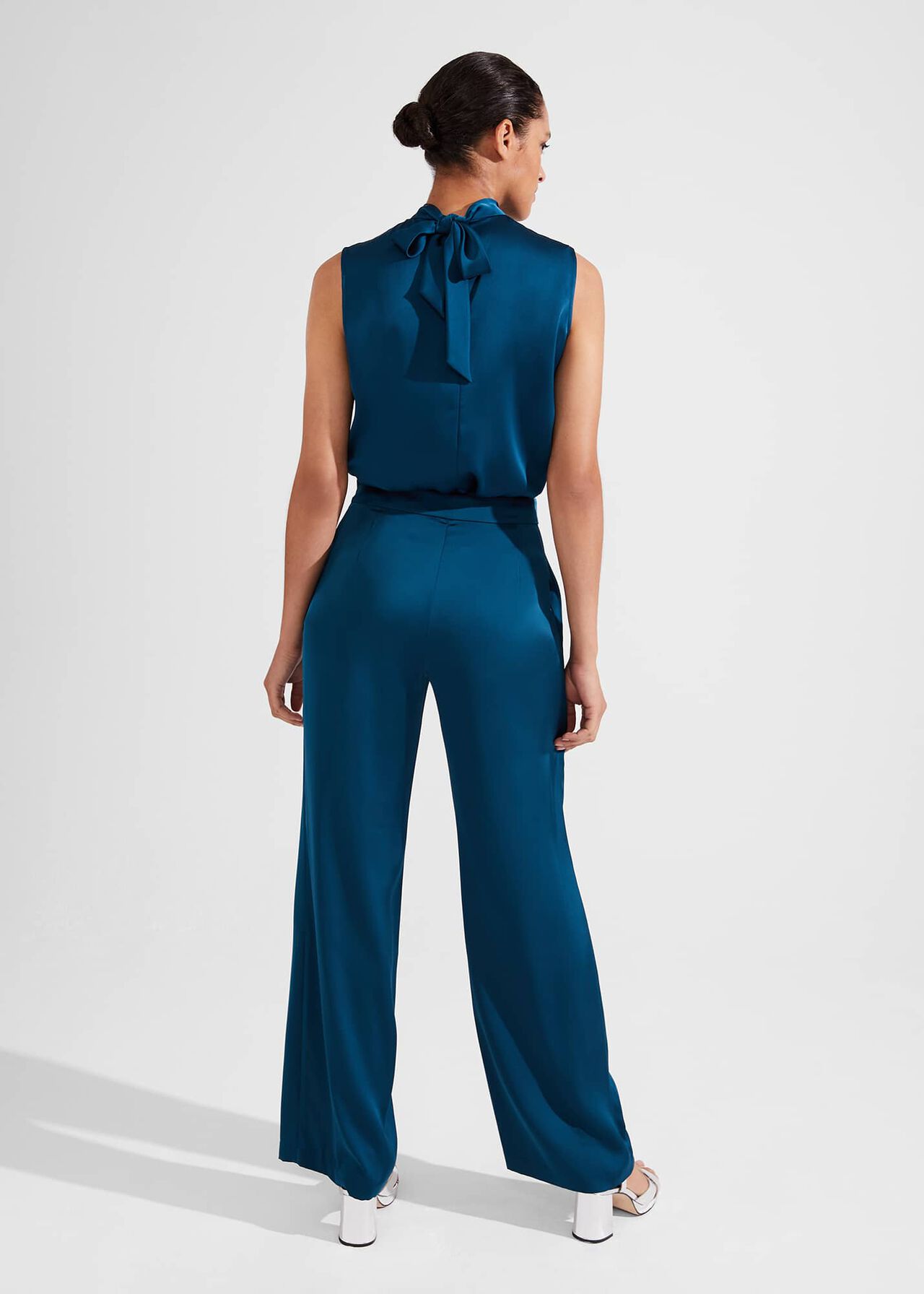 Judith Satin Trousers, Steel Blue, hi-res