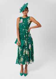 Carly Floral Midi Dress, Green Multi, hi-res
