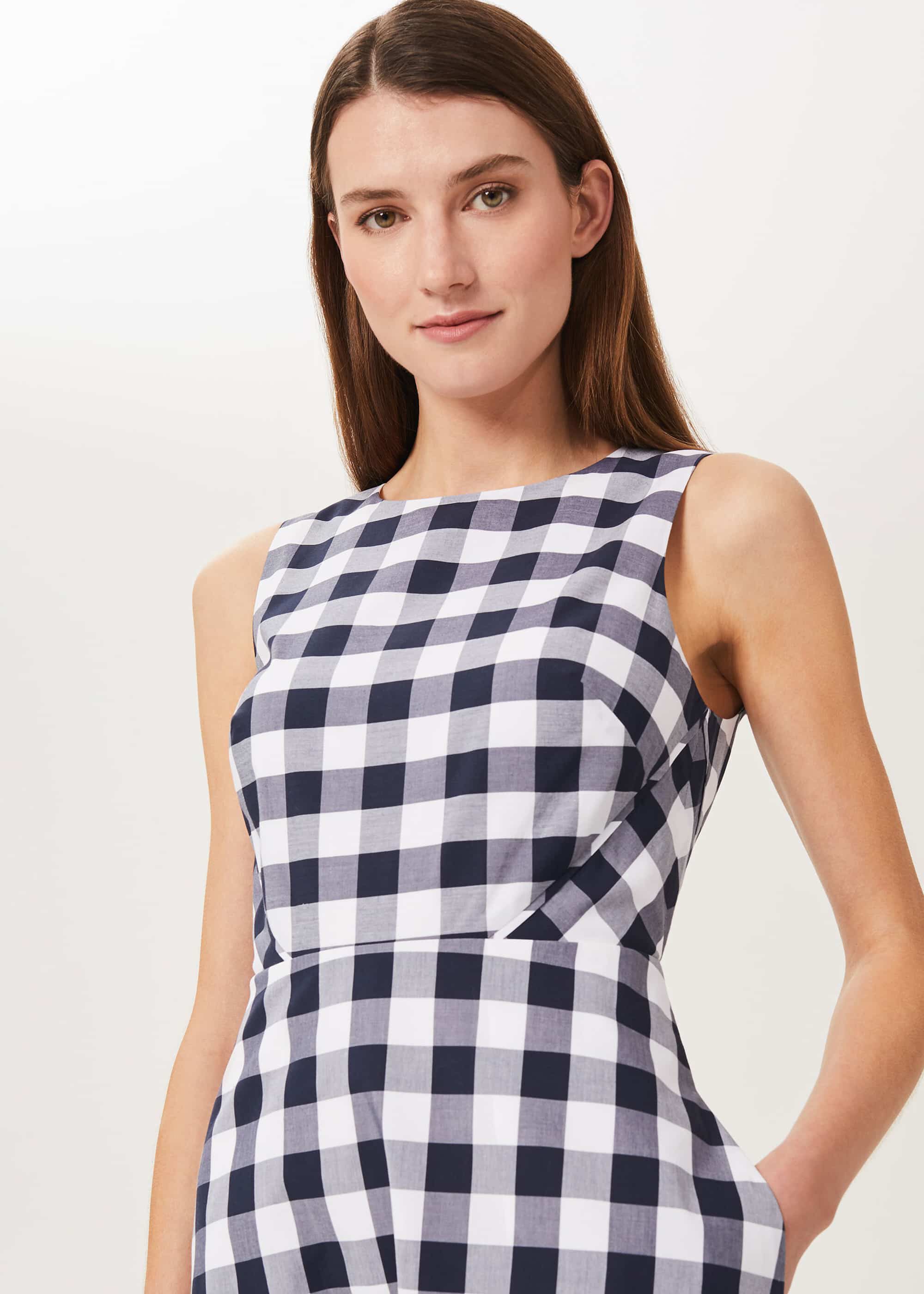 Sleeveless gingham dress top
