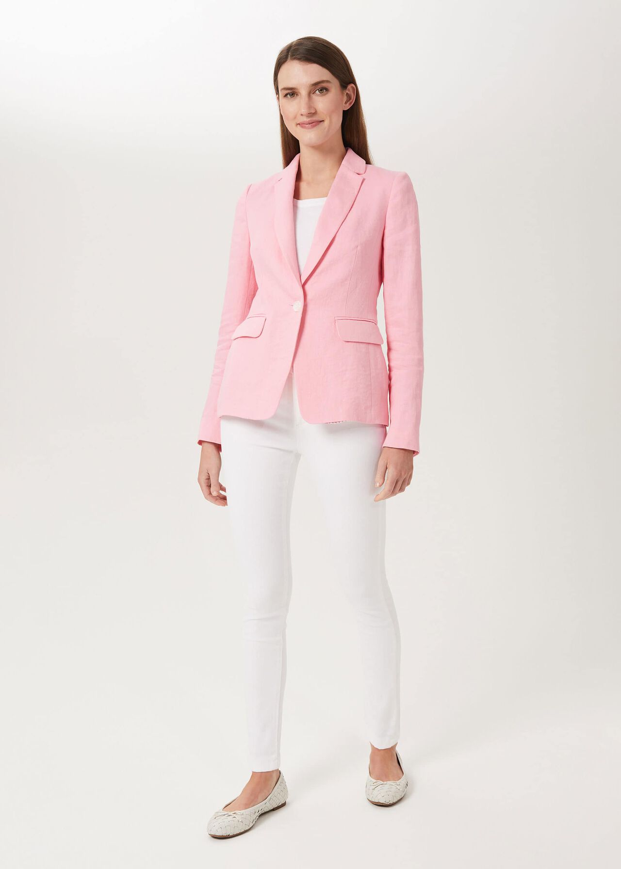 Trent Linen Jacket, Pink, hi-res