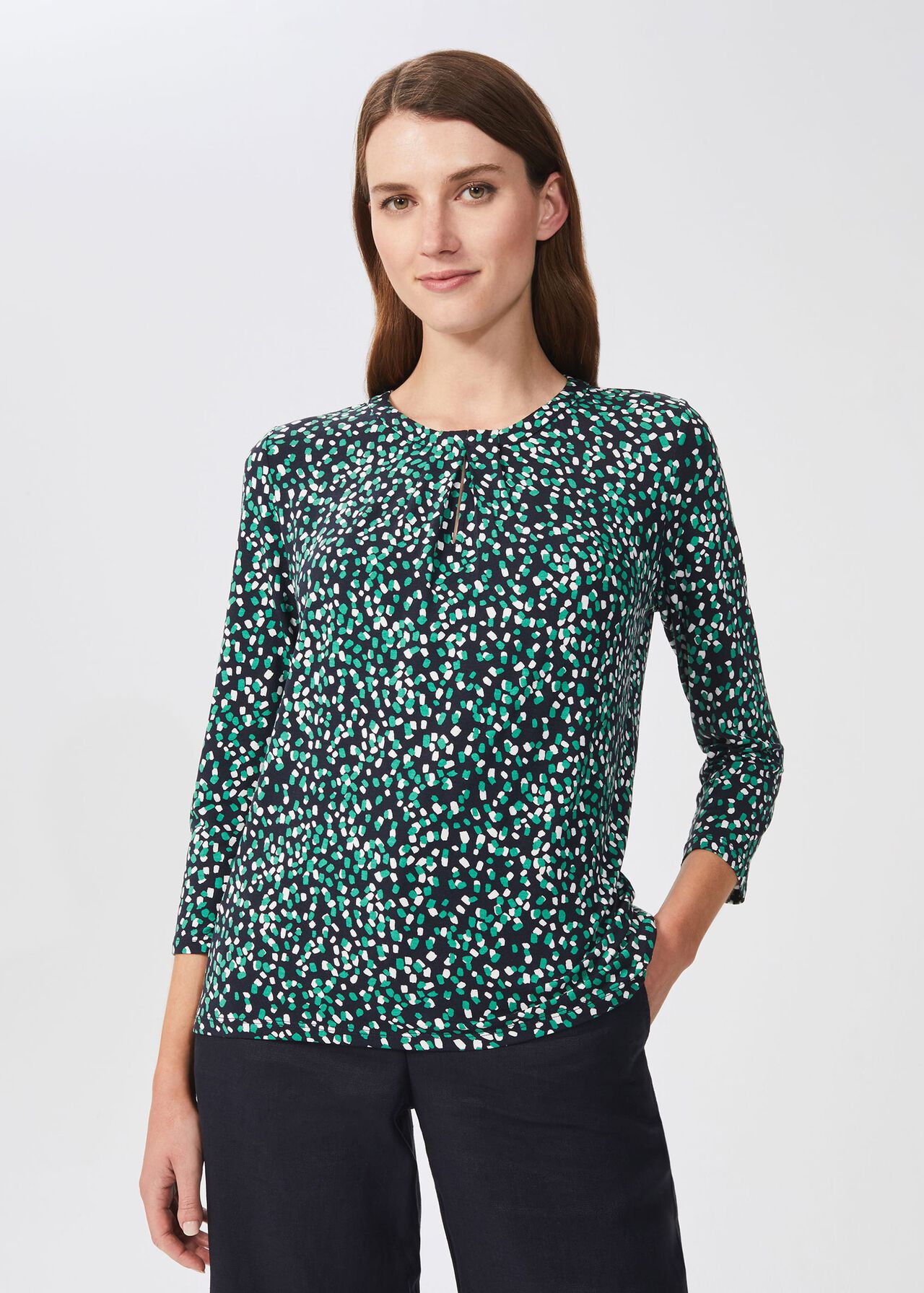 Julia Printed Top, Green Multi, hi-res