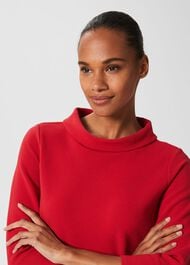 Betsy Textured Top With Cotton , Cherry Red, hi-res