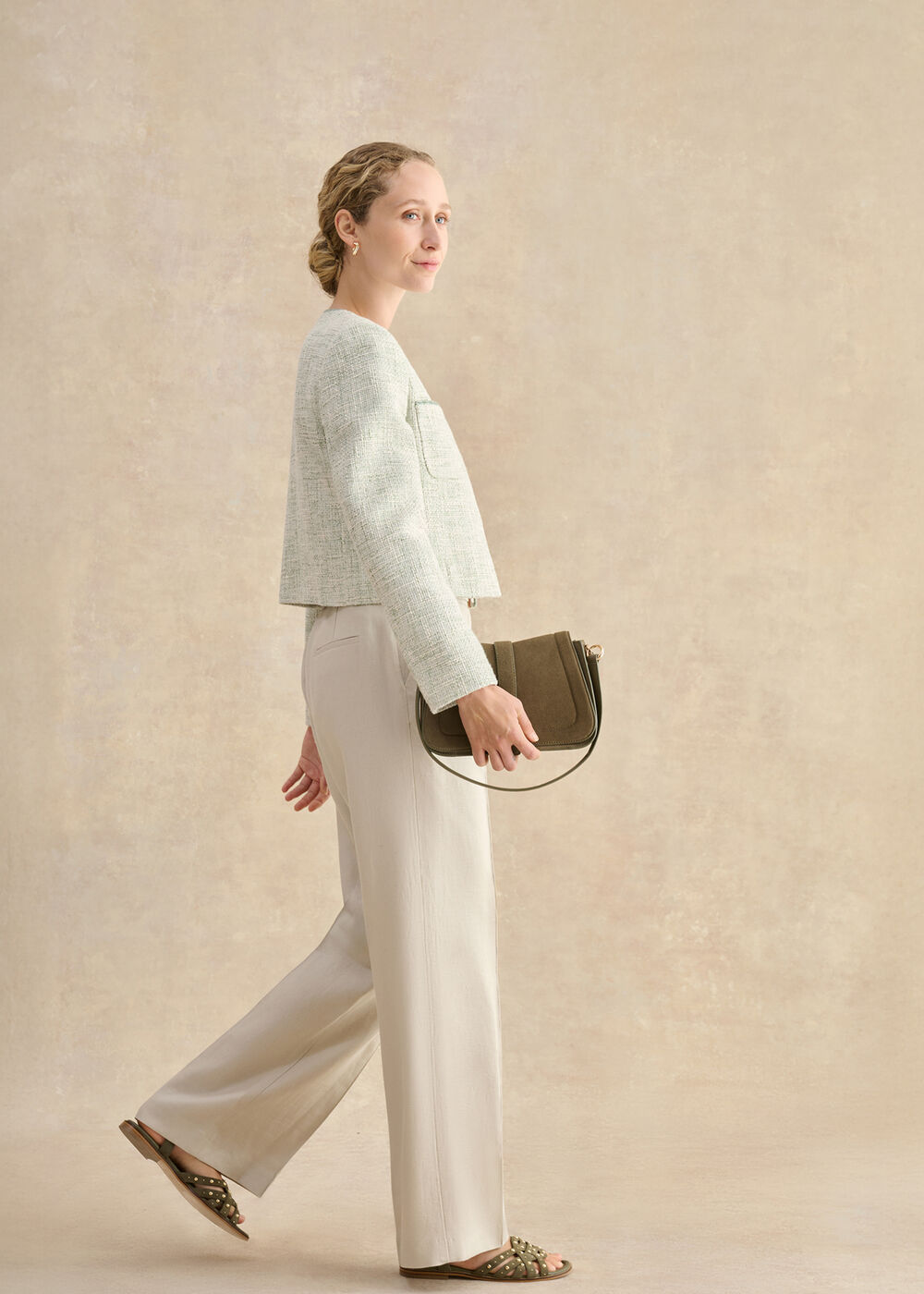 Petite Zainah Linen Wide Leg Trousers, Neutral, hi-res