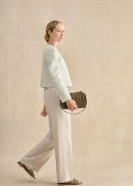 Petite Zainah Linen Wide Leg Trousers, Neutral, hi-res