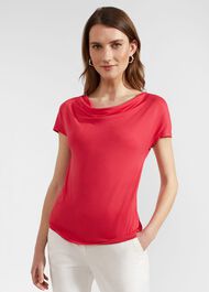 Cathy Cowl Neck Top, Rouge Pink, hi-res