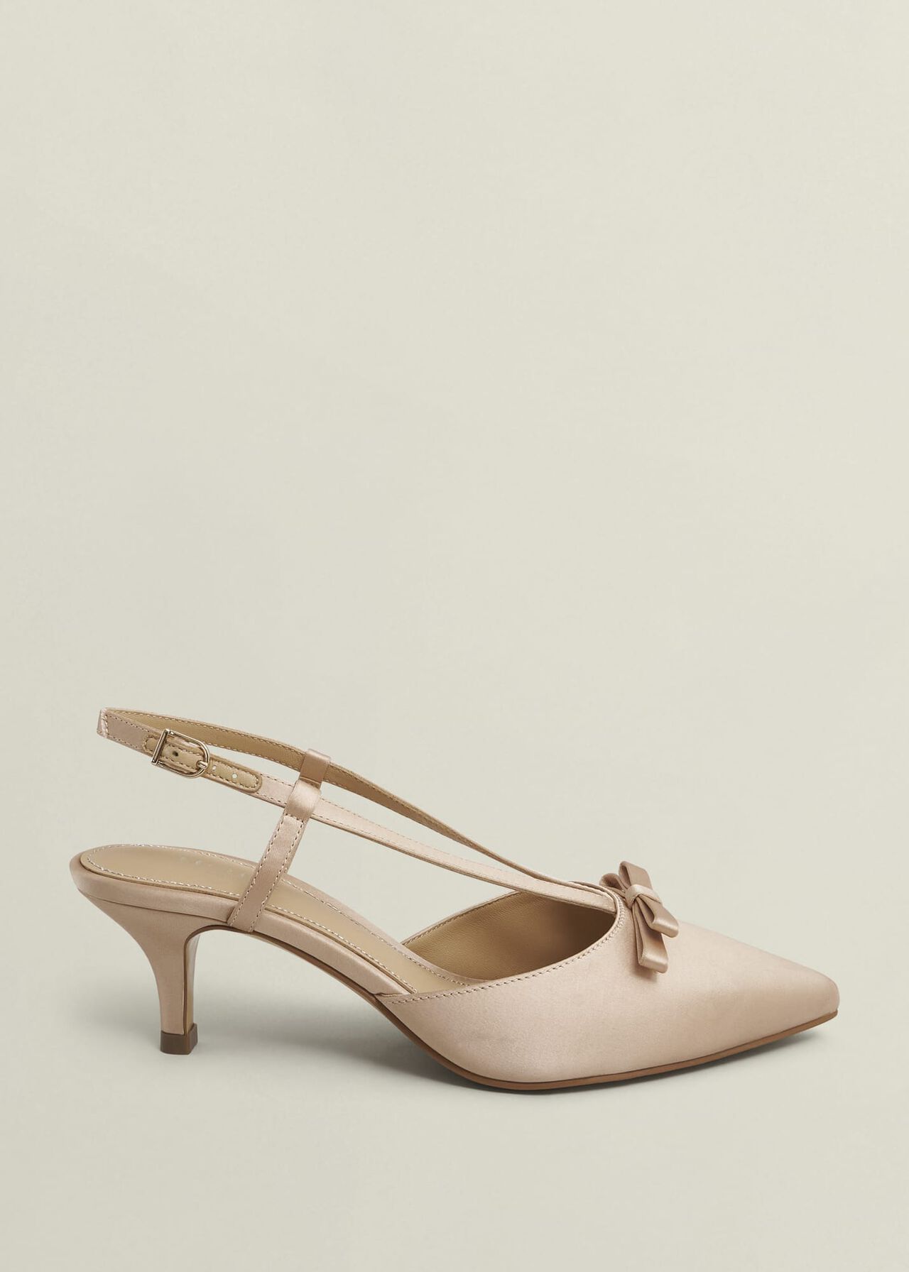 Macie Satin Bow Slingbacks, Warm Taupe, hi-res
