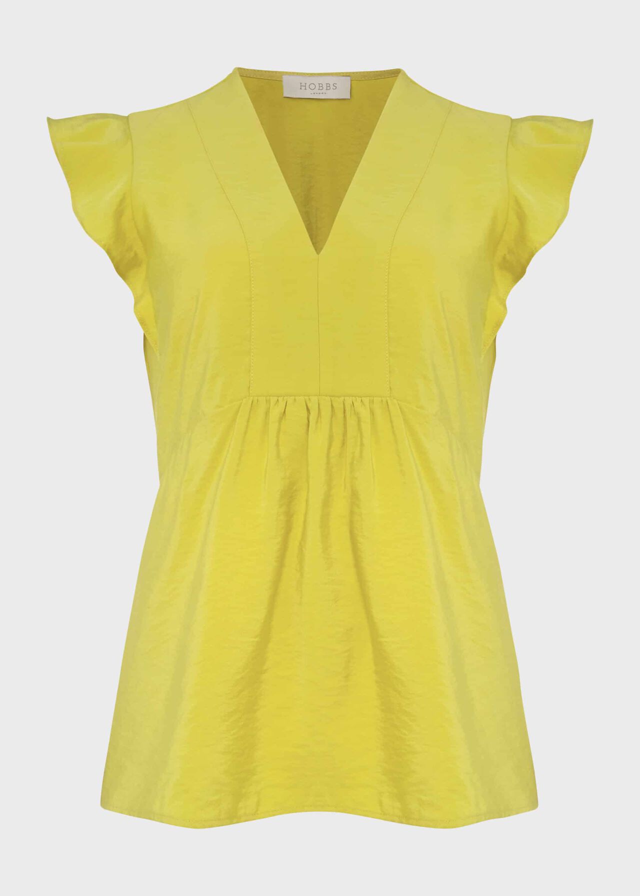 Loren V Neck Top, Yellow, hi-res