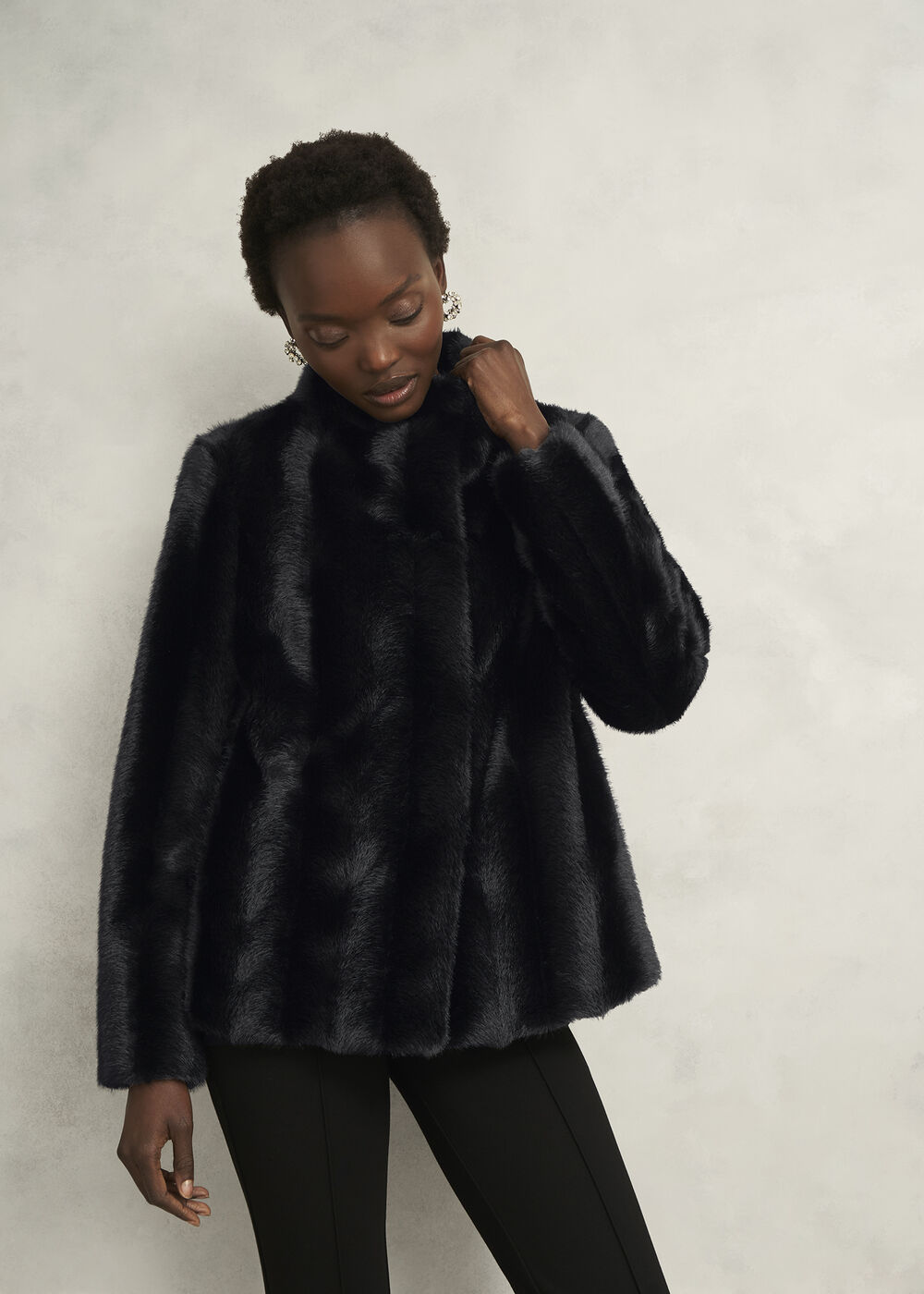 Misha Faux Fur Coat, Black, hi-res