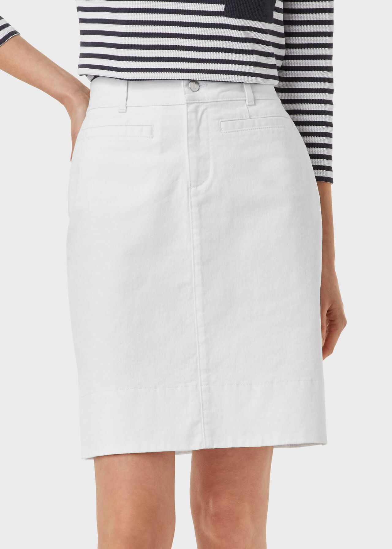 Maeva Denim A Line Skirt, White, hi-res