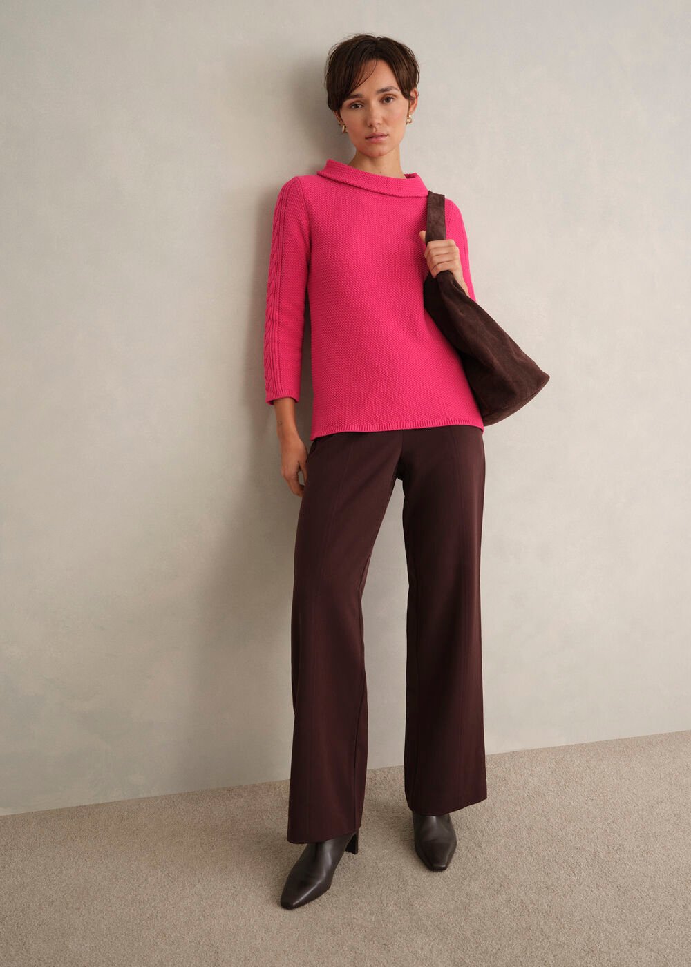 Camilla Cotton Jumper, Soft Berry Pink, hi-res