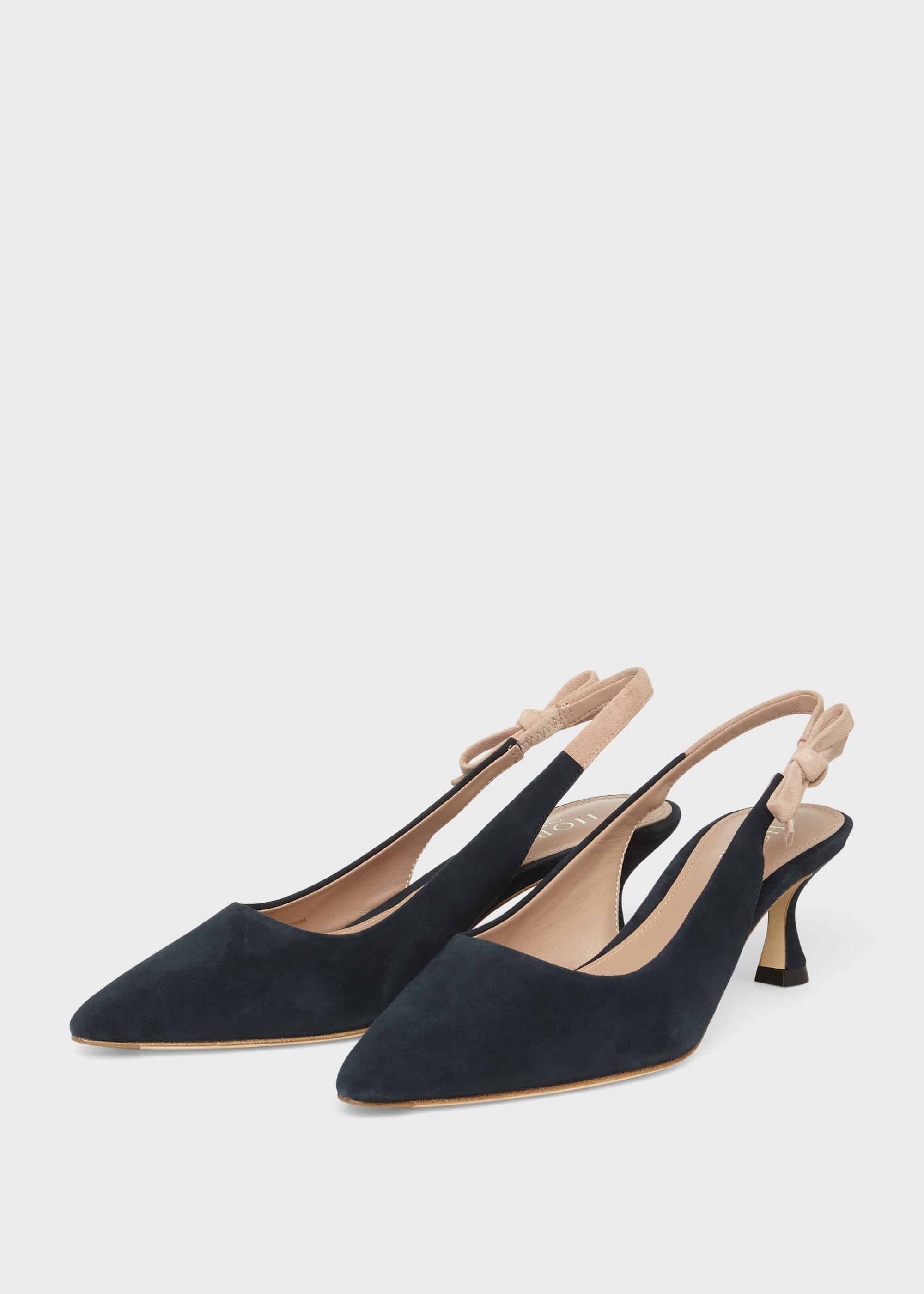 navy suede slingbacks