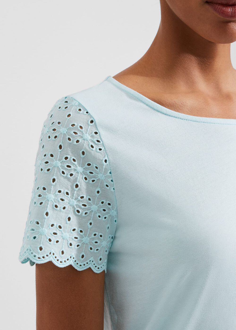 Jessie Broderie Top, Clearwater Blue, hi-res