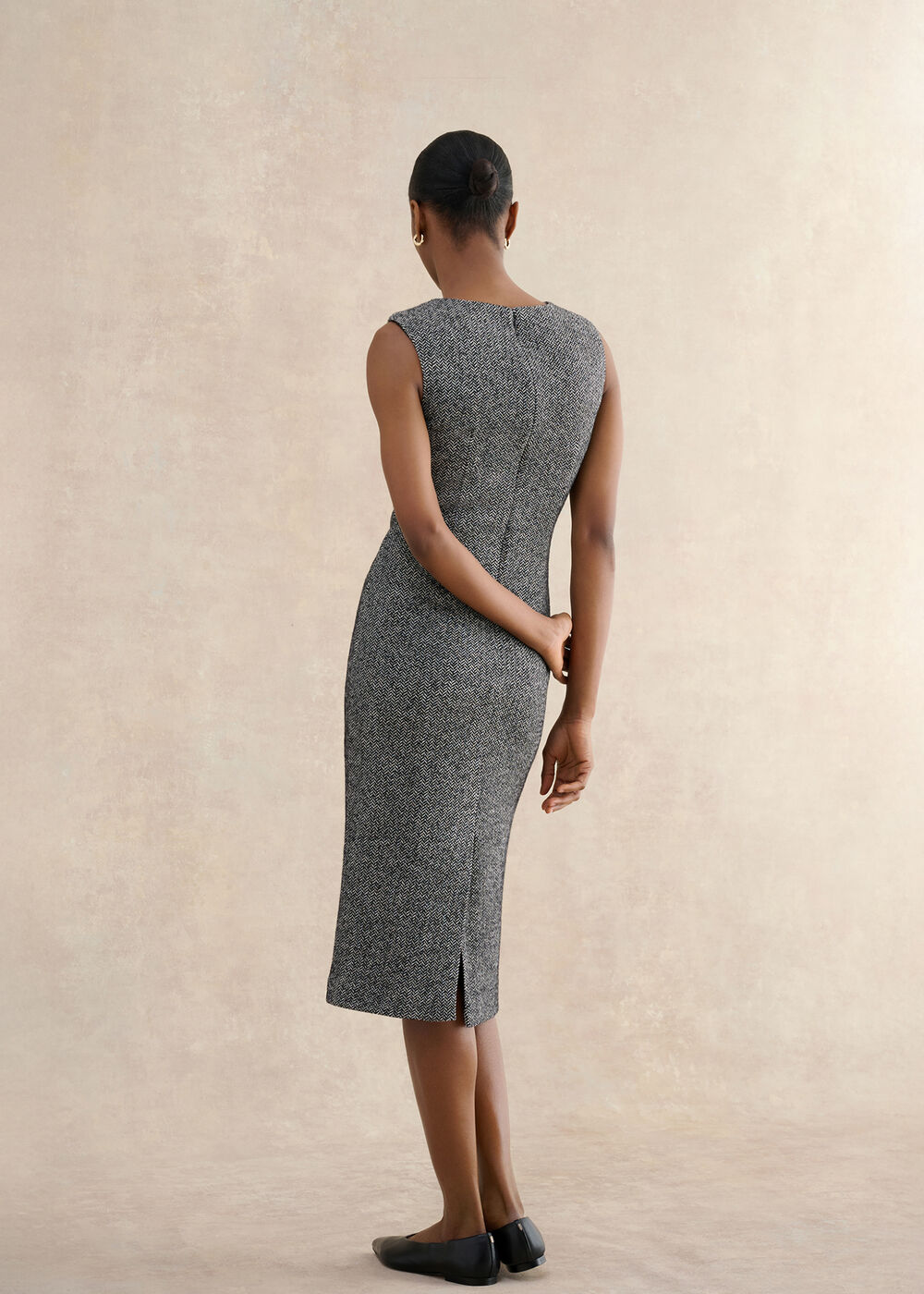 Marlyn Wool Jersey Dress, Black White, hi-res