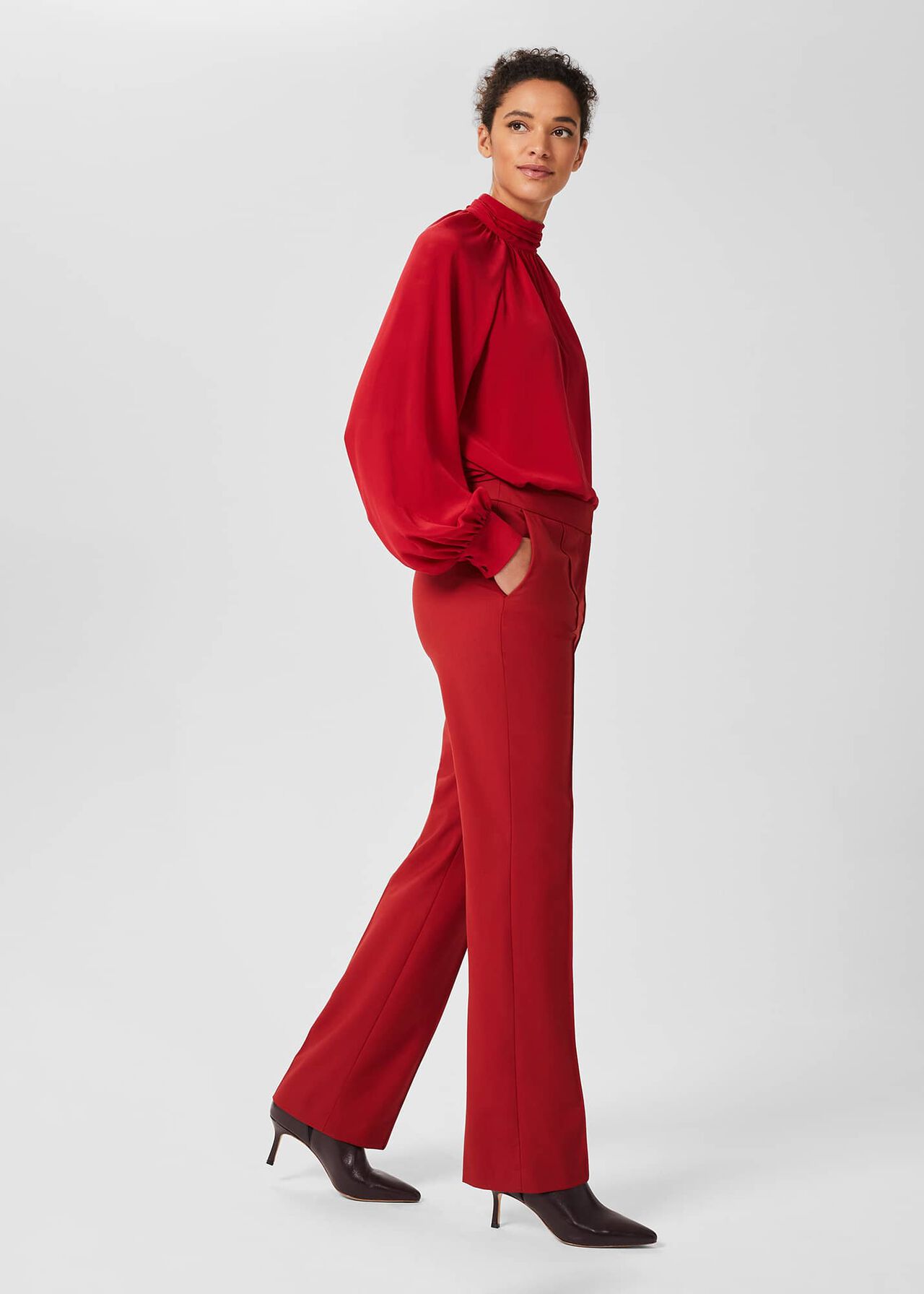 Kyle Wool Blend Straight Trousers, Red, hi-res
