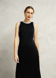 Angelina Trimmed Column Maxi Dress, Black, hi-res