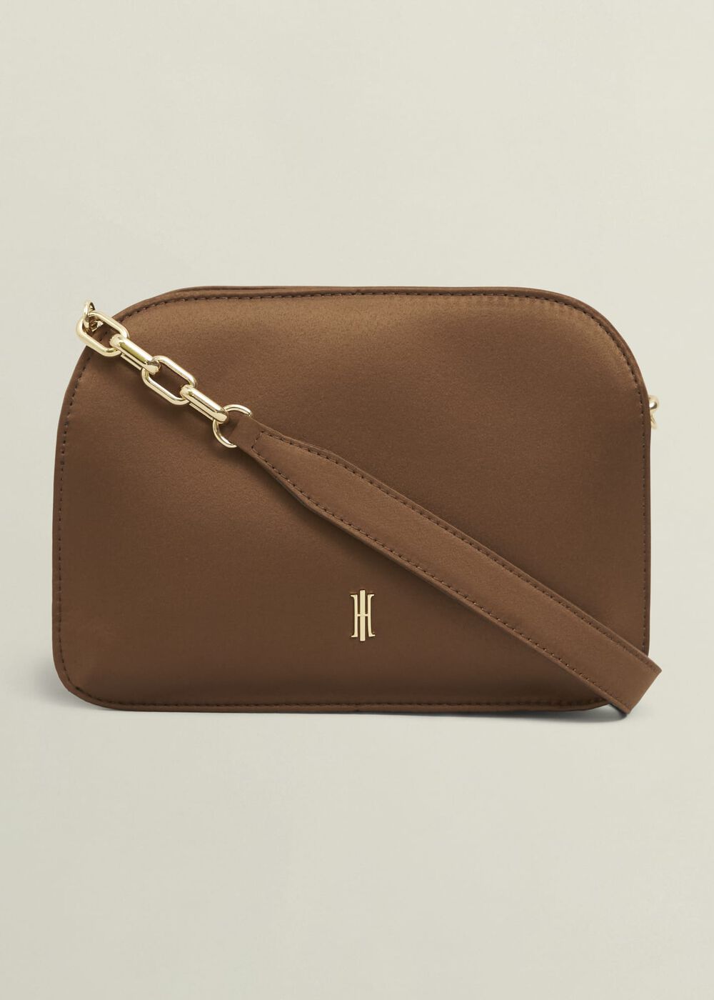 Milan Satin Clutch Bag, Medlar Brown, hi-res