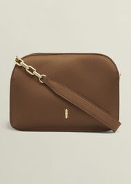 Milan Satin Clutch Bag, Medlar Brown, hi-res