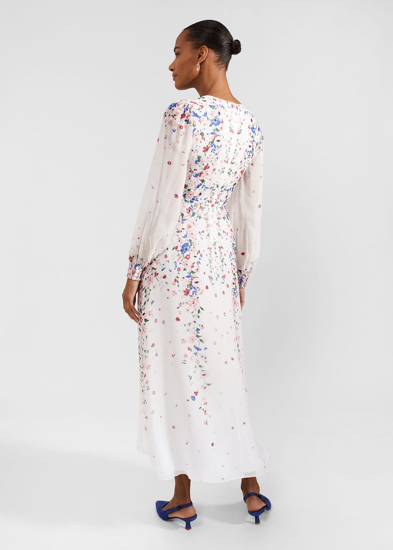 Asher Silk Midi Dress, Ivory Multi, hi-res