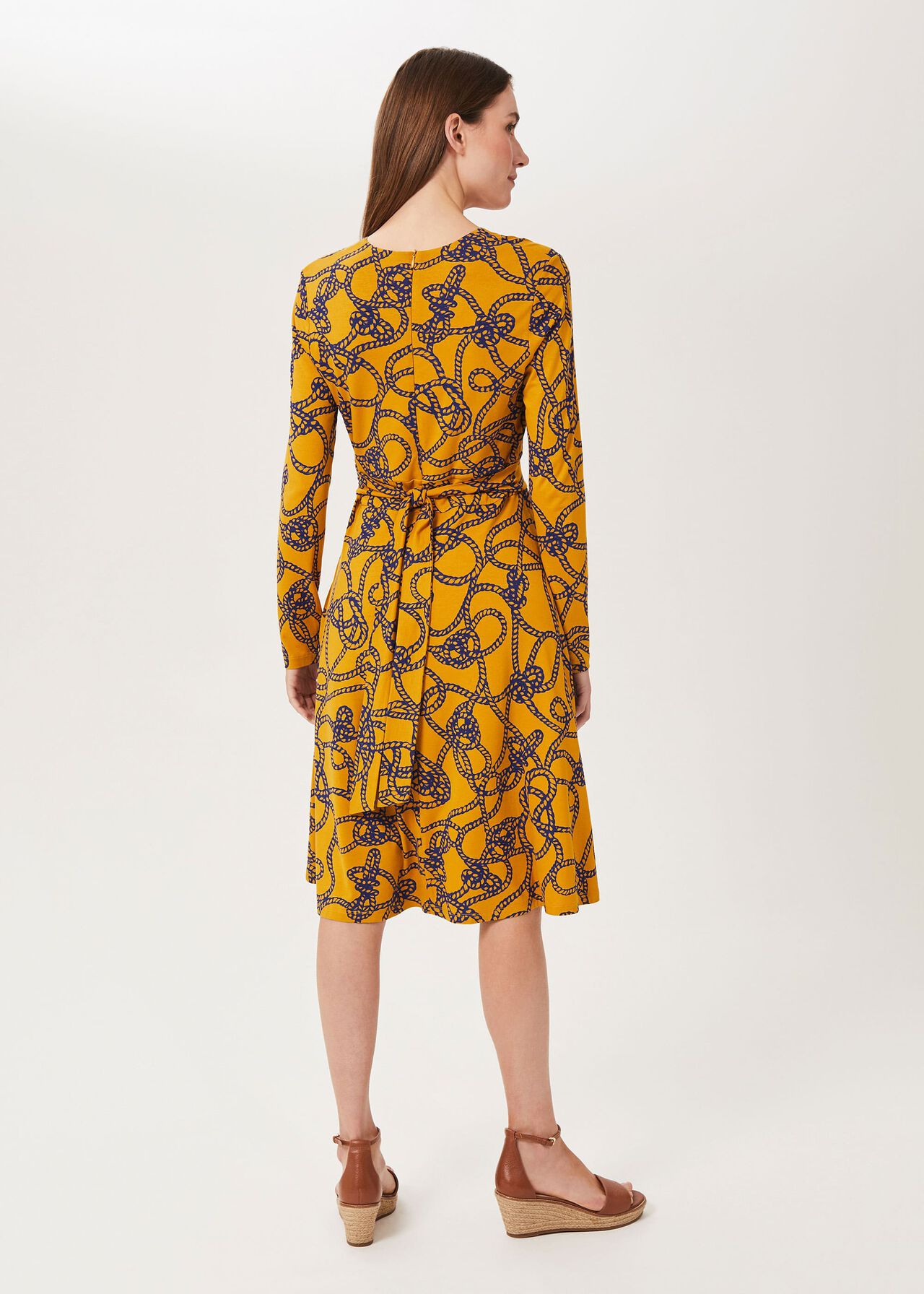 Nia Jersey Dress, Yellow Navy, hi-res