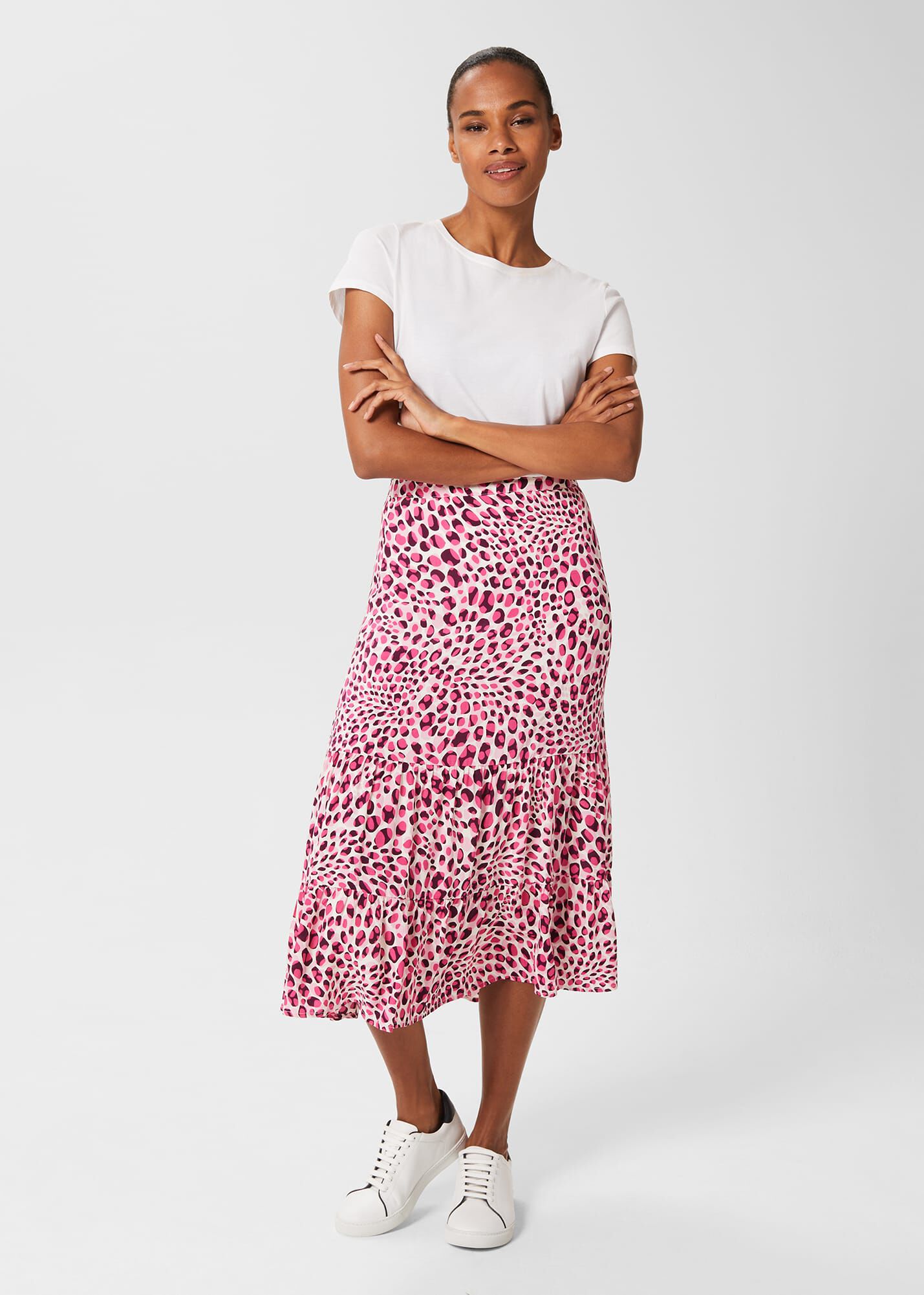 Leopard midi skirt pink online