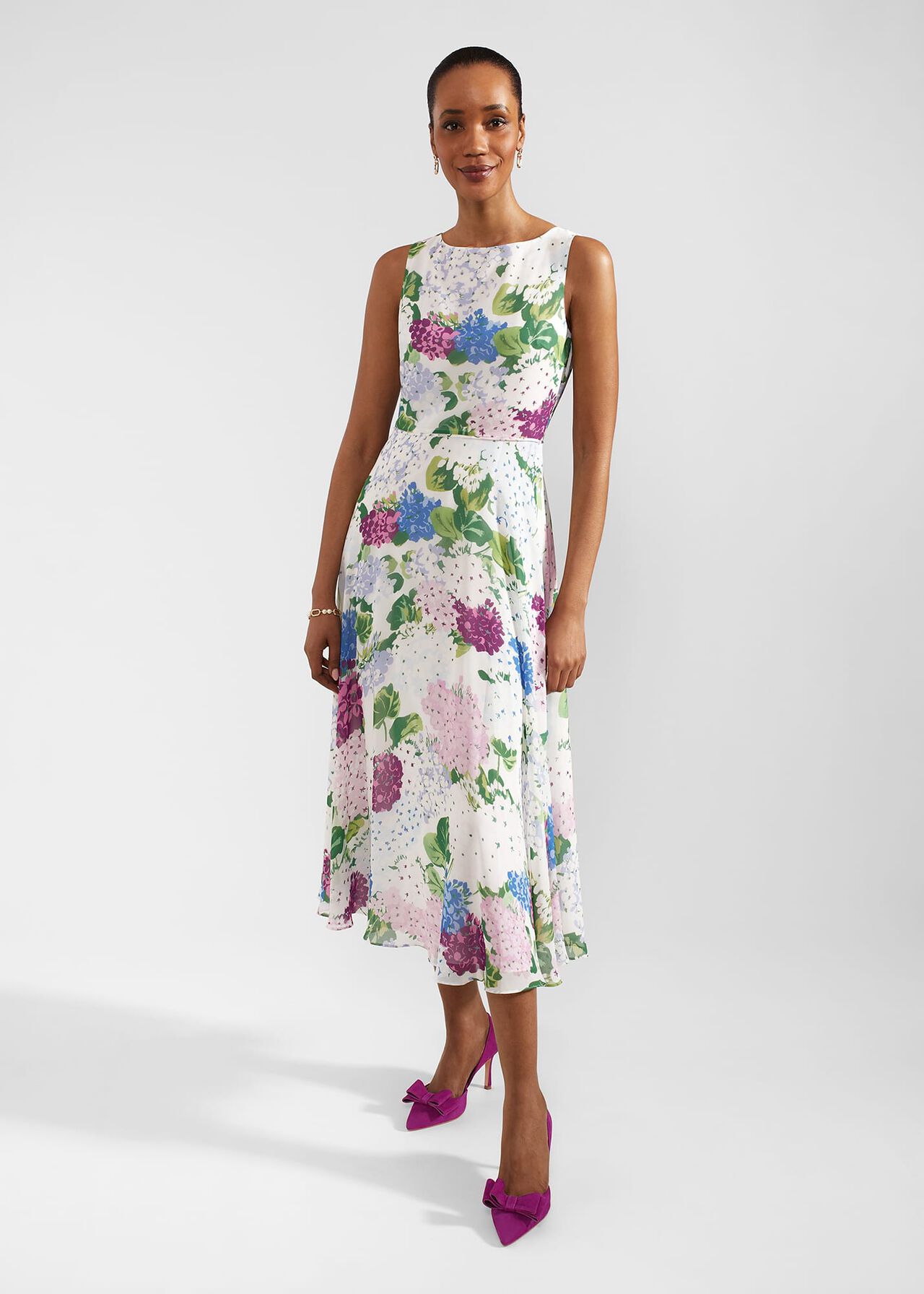 Petite Carly Floral Dress, Ivory Multi, hi-res