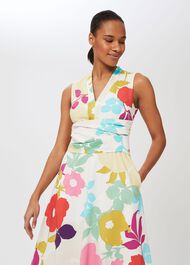 Marie Floral Midi Dress, White Multi, hi-res