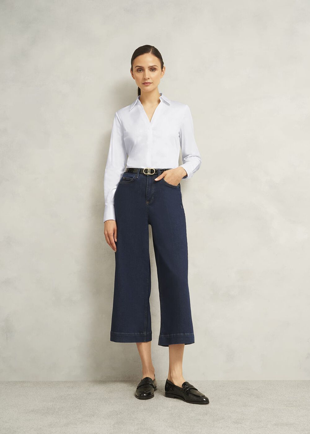 Lindsey Cotton Blend Shirt, White, hi-res