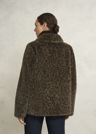 Dania Leopard Faux Fur Coat, Brown Multi, hi-res