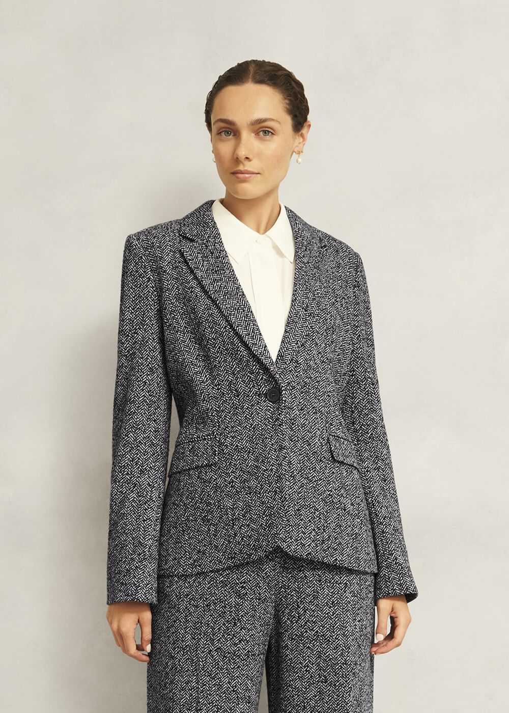 Marlyn Wool Jersey Jacket, Black White, hi-res