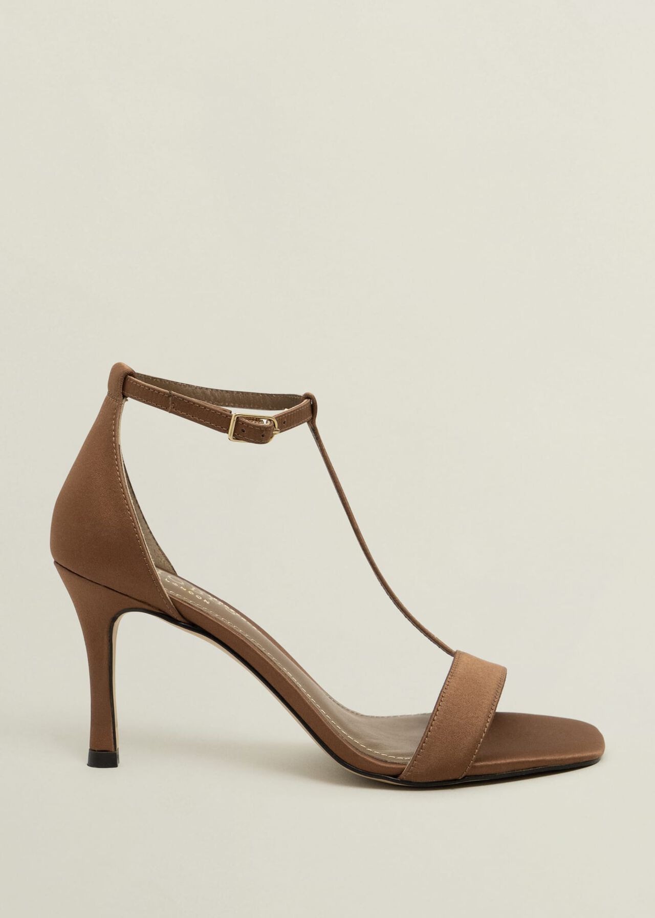 Nadia T-Bar Satin Sandals, Medlar Brown, hi-res
