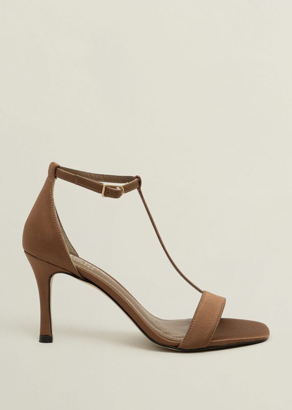 Nadia T-Bar Satin Sandals