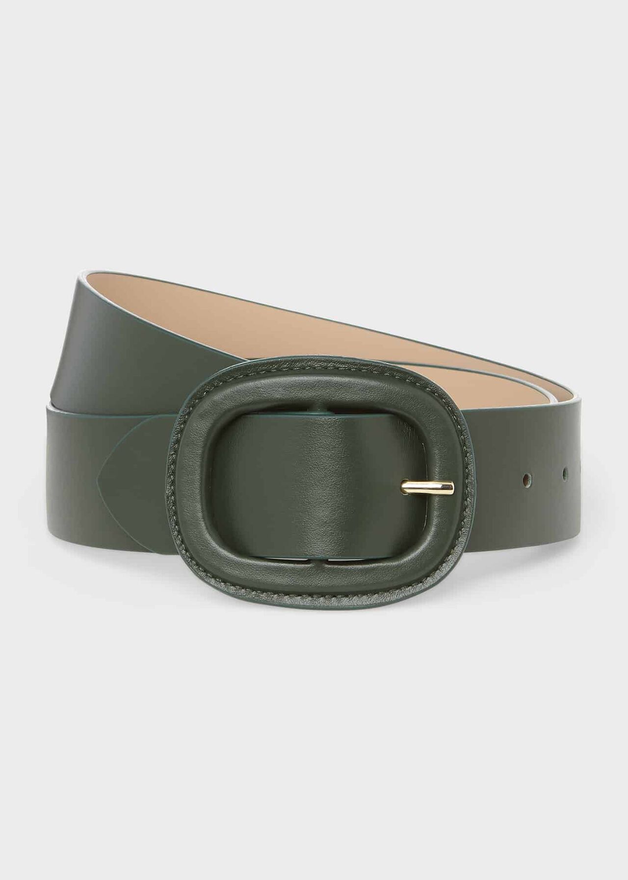 Abbie Leather Belt , Deep Green, hi-res