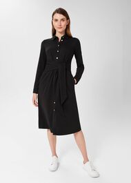 Karina Belted Jersey Dress , Black, hi-res