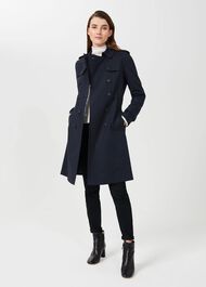 Petite Saskia Water Resistant Trench Coat, Navy, hi-res