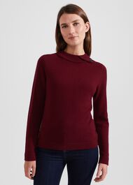 Talia Wool Cashmere Jumper, Wine Red, hi-res