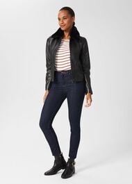 Ruthie Leather Ankle Boots, Black, hi-res