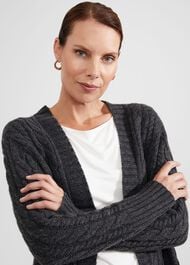 Axelle Cable Cardigan With Alpaca, Charcoal, hi-res
