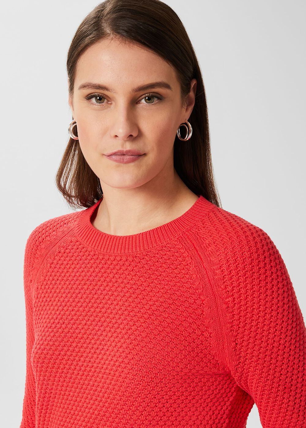 Lucie Cotton Jumper , Deep Coral, hi-res