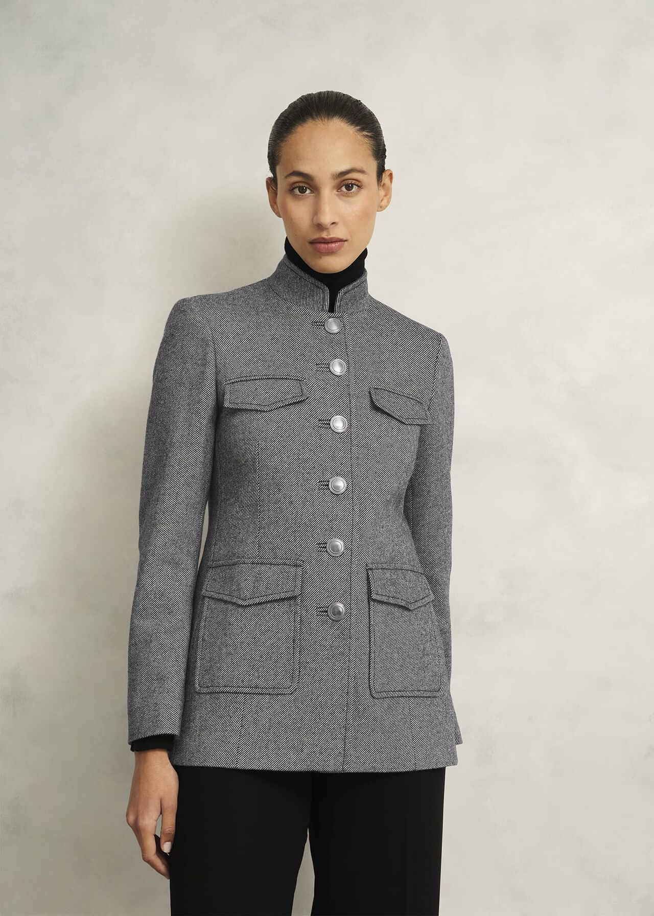 Hetty Wool Blend Coat, Black White, hi-res