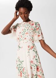 Gianna Silk Floral Dress, Cream Red Multi, hi-res