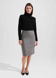 Elle Wool Skirt, Black White, hi-res